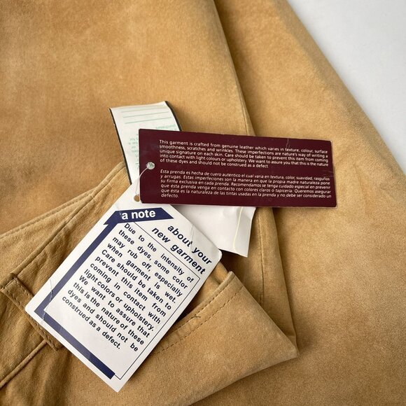 NWT Vintage Margaret Godfrey Camel Genuine Suede Leather Flared Pants Women's 6 - Picture 8 of 15